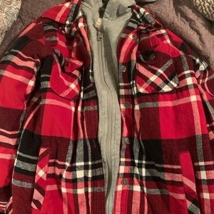 Womens zip up flannel pullover